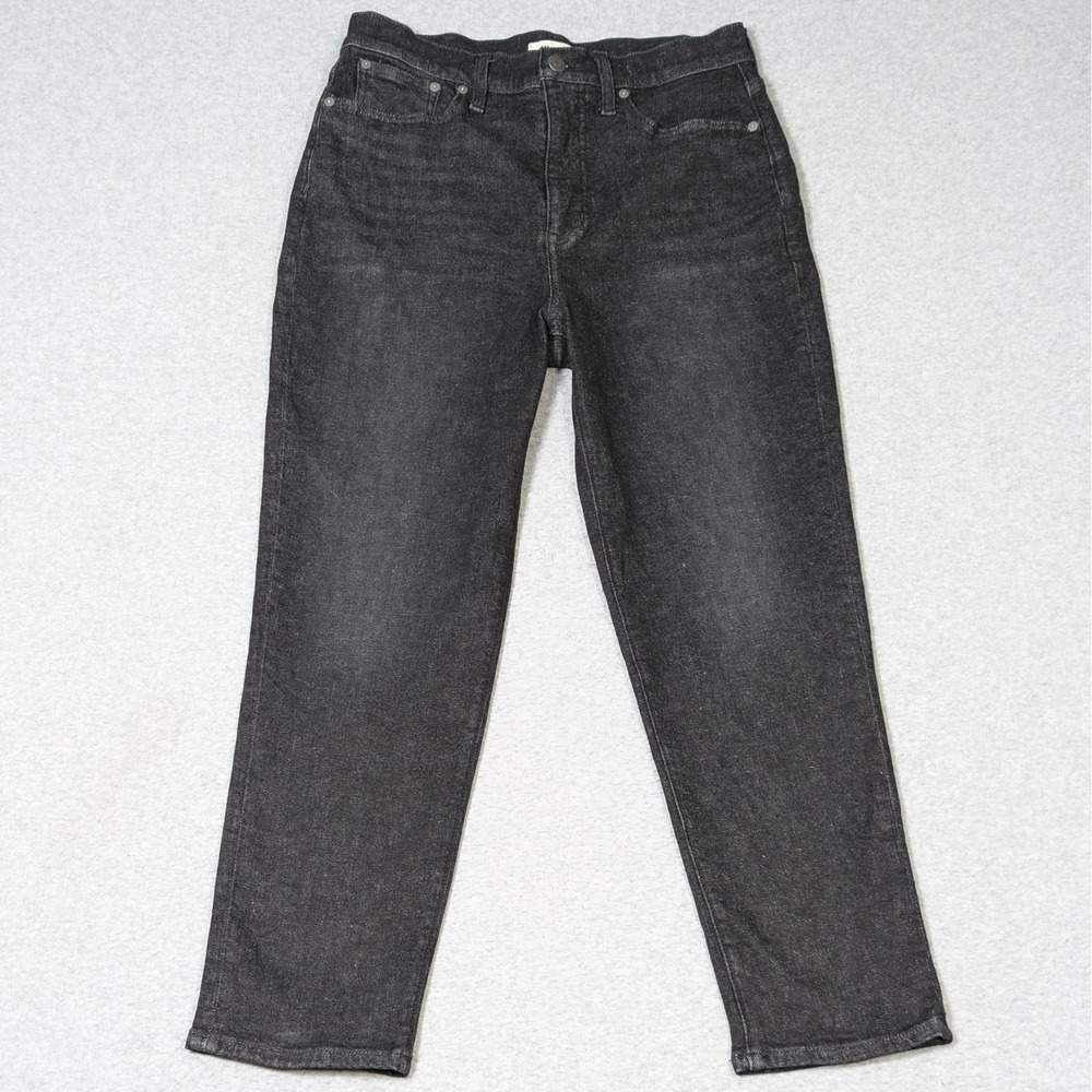 Madewell The Momjean Jeans Size 29 Tapered High Rise Hillshore Black Wash